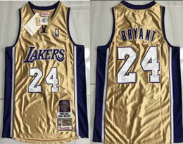 Los Angeles Lakers #24 Kobe Bryant 2020 Hall of Fame Memorial Gold Hardwood Classics Authentic Stitched NBA Jersey HM