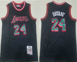Los Angeles Lakers #24 Kobe Bryant Black Grid 2007-08 Hardwood Classic Authentic Stitched NBA Jersey