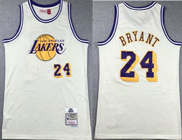 Los Angeles Lakers #24 Kobe Bryant Cream Hardwood Classics Authentic Stitched NBA Jersey