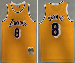 Los Angeles Lakers #8 Kobe Bryant Gold 1996-97 Hardwood Classics Authentic Stitched NBA Jersey