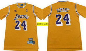 Los Angeles Lakers #24 Kobe Bryant Gold Mesh Short sleeves NBA Jersey