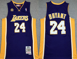 Los Angeles Lakers #24 Kobe Bryant Purple 60th anniversary Hardwood Classics Authentic Stitched NBA Jersey