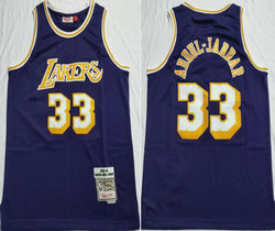 Los Angeles Lakers #33 Kareem Abdul-Jabbar Blue 1983-84 Hardwood Classics Authentic Stitched NBA Jersey