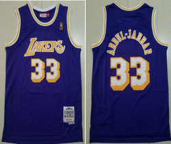 Los Angeles Lakers #33 Kareem Abdul-Jabbar Purple Hardwood Classics Authentic Stitched NBA Jersey