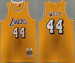 Los Angeles Lakers #44 Jerry West Gold 1971-72 Hardwood Classics Authentic Stitched NBA Jersey