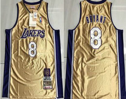 Los Angeles Lakers #8 Kobe Bryant 2020 Hall of Fame Memorial Gold Hardwood Classics Authentic Stitched NBA Jersey HM