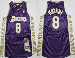 Los Angeles Lakers #8 Kobe Bryant Purple 1996-2016 The hall of fame Hardwood Classics Authentic Stitched NBA Jersey