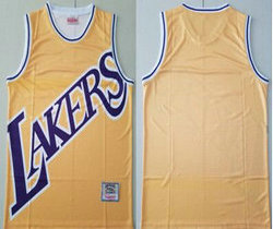 Los Angeles Lakers Gold Hardwood Classics Authentic Stitched NBA Jersey