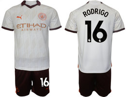Manchester City 2023-24 #16 RODRIGO Away Soccer Club Jersey