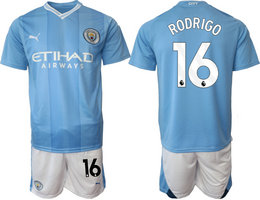 Manchester City 2023-24 #16 RODRIGO Home Soccer Club Jersey