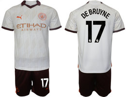 Manchester City 2023-24 #17 DE BRUYNE Away Soccer Club Jersey