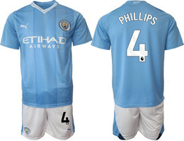 Manchester City 2023-24 #4 PHILLIPS Home Soccer Club Jersey