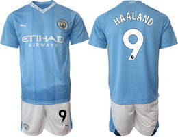 Manchester City 2023-24 #9 HAALAND Home Soccer Club Jersey