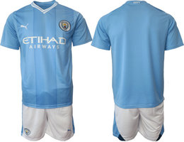 Manchester City 2023-24 Blank Home Soccer Club Jersey