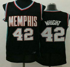 Memphis Grizzlies #42 Lorenzen Wright Black Throwback Stitched NBA Jersey