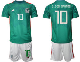 Mexico #10 G.DOS SANTOS Green Home 2022 World Cup National Soccer Jerseys
