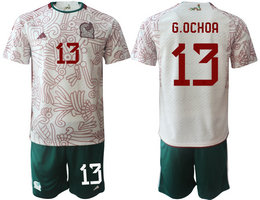 Mexico #13 G.OCHOA White Away 2022 World Cup National Soccer Jersey