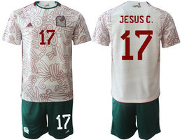 Mexico #17 JESUS C. White Away 2022 World Cup National Soccer Jersey