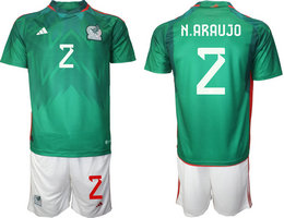 Mexico #2 N.ARAUJO Green Home 2022 World Cup National Soccer Jersey