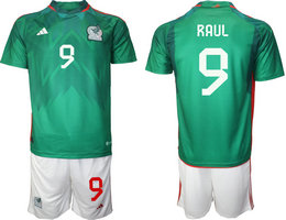 Mexico #9 RAUL Green Home 2022 World Cup National Soccer Jersey