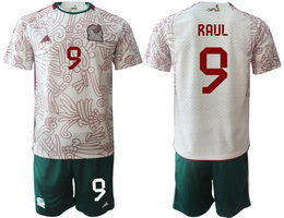 Mexico #9 RAUL White Away 2022 World Cup National Soccer Jersey
