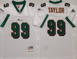 Miami Dolphins #99 Jason Taylor White Throwback Authentic Stitched NFL Jersey