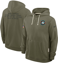Miami Dolphins Olive 2025 Salute To Service Pullover Hoodie