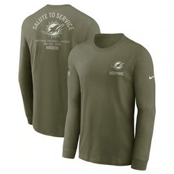 Miami Dolphins Olive 2025 Salute To Service Sideline Long Sleeve T-Shirt