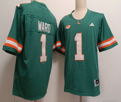 Miami Hurricanes #1 Cam War Green NCAA Jersey