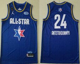 Milwaukee Bucks #24 Giannis Antetokounmpo Blue 2020 All star Authentic Stitched NBA Jersey