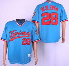 Minnesota Twins #28 Bert Blyleven Light Blue Pullover Authentic Stitched MLB jersey