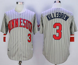 Minnesota Twins #3 Harmon Killebrew Grey Throwback Mitchell And Ness 1987 Stitched MLB Jersey