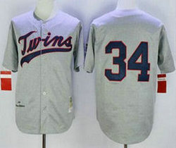 Minnesota Twins #34 Kirby Puckett Grey Mitchell And Ness 1969 Throwback Stitched MLB Jersey