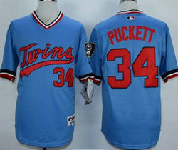 Minnesota Twins #34 Kirby Puckett Light Blue Pullover Authentic Stitched MLB jersey