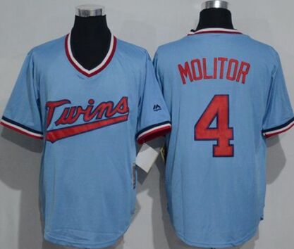 Minnesota Twins #4 Paul Molitor Light Blue Cooperstown Throwback Stitched MLB Jersey