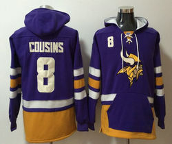 Minnesota Vikings #8 Kirk Cousins Purple All Stitched Hooded Sweatshirt
