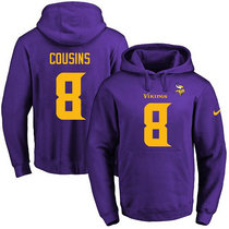 Minnesota Vikings #8 Kirk Cousins Purple(Gold No.) Name & Number Pullover Hoodie