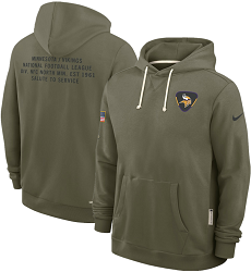 Minnesota Vikings Olive 2025 Salute To Service Pullover Hoodie