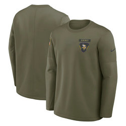 Minnesota Vikings Olive 2025 Salute To Service Sideline Long Sleeve T-Shirt