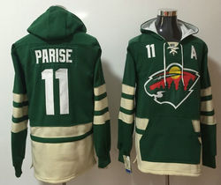 Minnesota Wild #11 Zach Parise Green Authentic Stitched NHL Hoodies