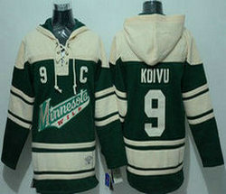 Minnesota Wild #9 Mikko Koivu Green Stitched NHL Sawyer Hooded Sweatshirt
