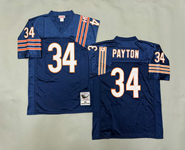 Mitchell And Ness Chicago Bears #34 Walter Payton Blue Throwback Authentic Stitched NFL Jersey