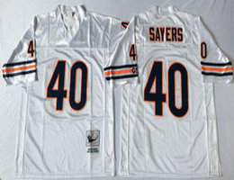 Mitchell And Ness Chicago Bears #40 Gale Sayers White Throwback Authentic Stitched NFL Jersey