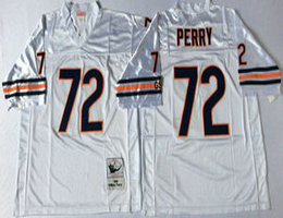 Mitchell And Ness Chicago Bears #72 William Perry White Throwback Authentic Stitched NFL Jersey