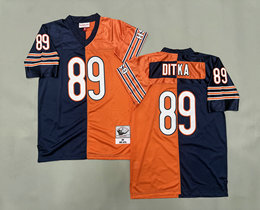 Mitchell And Ness Chicago Bears #89 Mike Ditka Orange Navy Throwback Stitched NFL Jersey