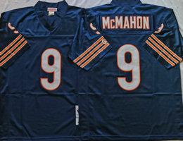 Mitchell And Ness Chicago Bears #9 Jim McMahon Blue Throwback Authentic Stitched NFL Jersey