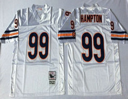 Mitchell And Ness Chicago Bears #99 Dan Hampton White Throwback Authentic Stitched NFL Jersey