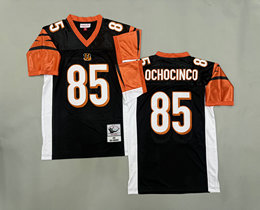 Mitchell And Ness Cincinnati Bengals #85 Chad Ochocinco Black Throwback Authentic Stitched NFL Jerseys