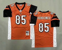 Mitchell And Ness Cincinnati Bengals #85 Chad Ochocinco Orange Throwback Stitched NFL Jersey