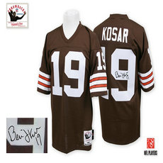 Mitchell And Ness Cleveland Browns #19 Bernie Kosar Brown Autographed Authentic Stitched NFL Jersey